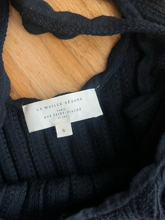 Sézane Black Ribbed Slip Dress - Picture 3 of 5